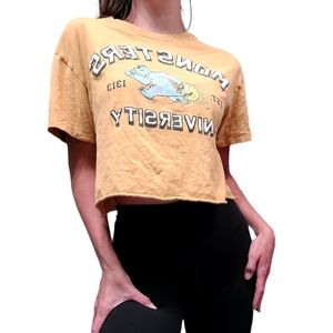 Monsters University Teens Cropped Graphic Tee, Size Medium